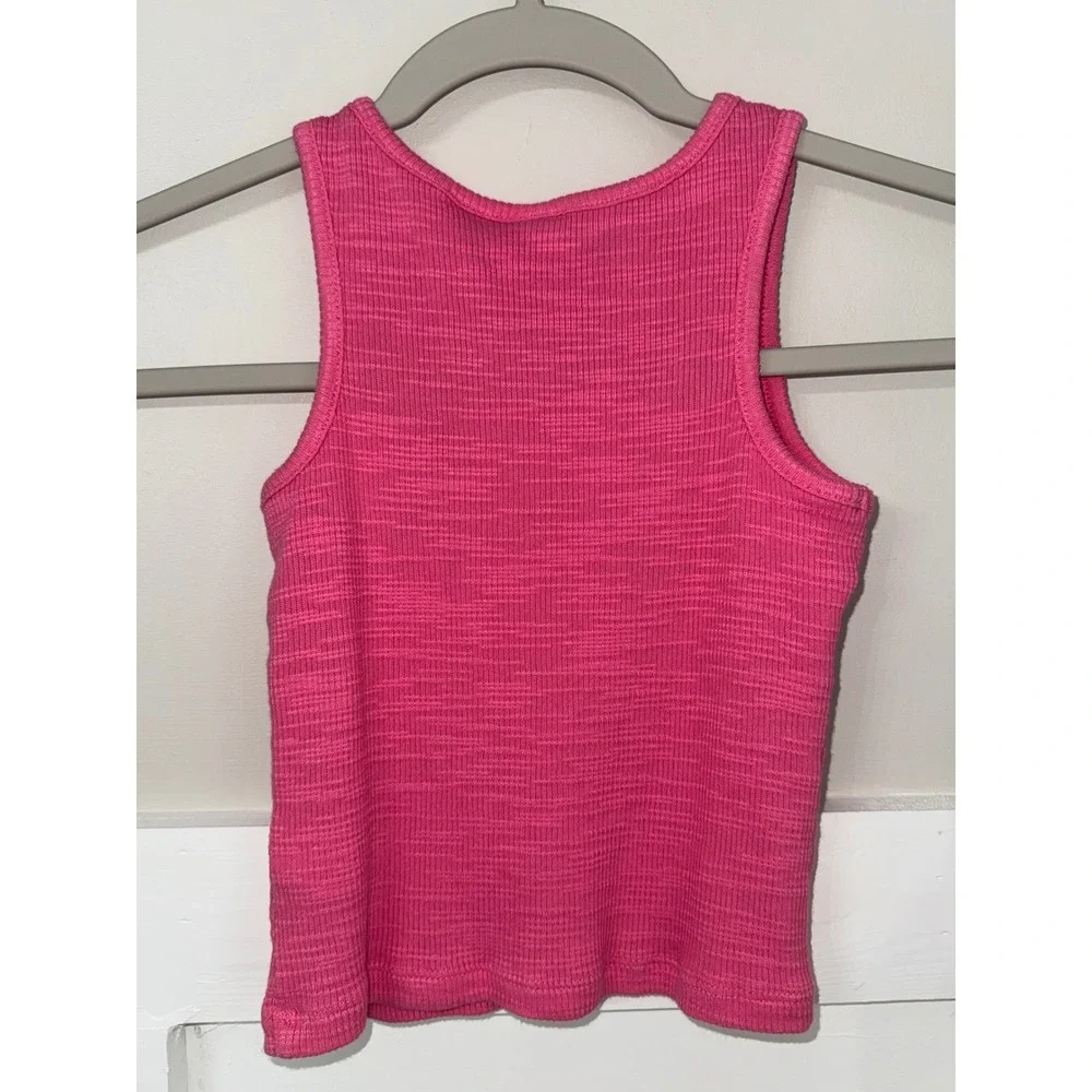 Old Navy Girls Pink Ribbed Butterfly Cutout Tank Top Size S 6-7 Sleeveless